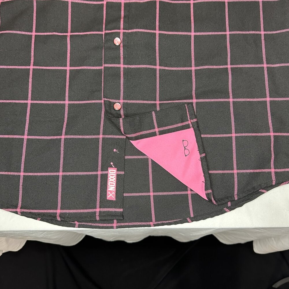 DIXXON FLANNEL COMPANY “HOPE” black and pink plaid flannel - Picture 3 of 7